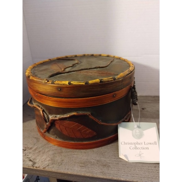Christopher Lowell Accents 9 2 Bent Wood Lidded Folk Art Round Box